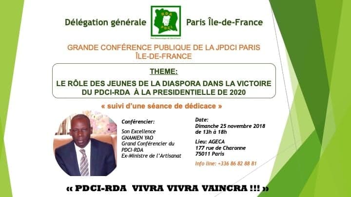 PARIS: GRAND CONFÉRENCE DE  LA JPDCI(dimanche   25 novembre 2018)