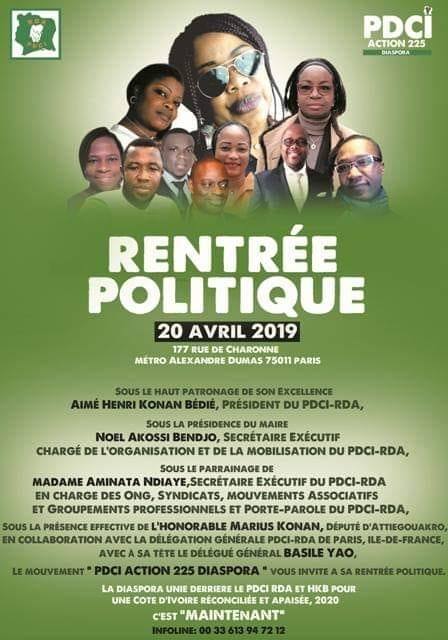 PDCI :paris   (ACTION  225 )RENTRÉE POLIQUE. 20 avril 2019