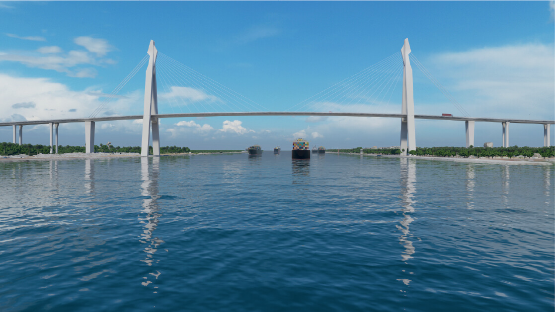 Un gigantesque pont au dessus du canal de Vridi